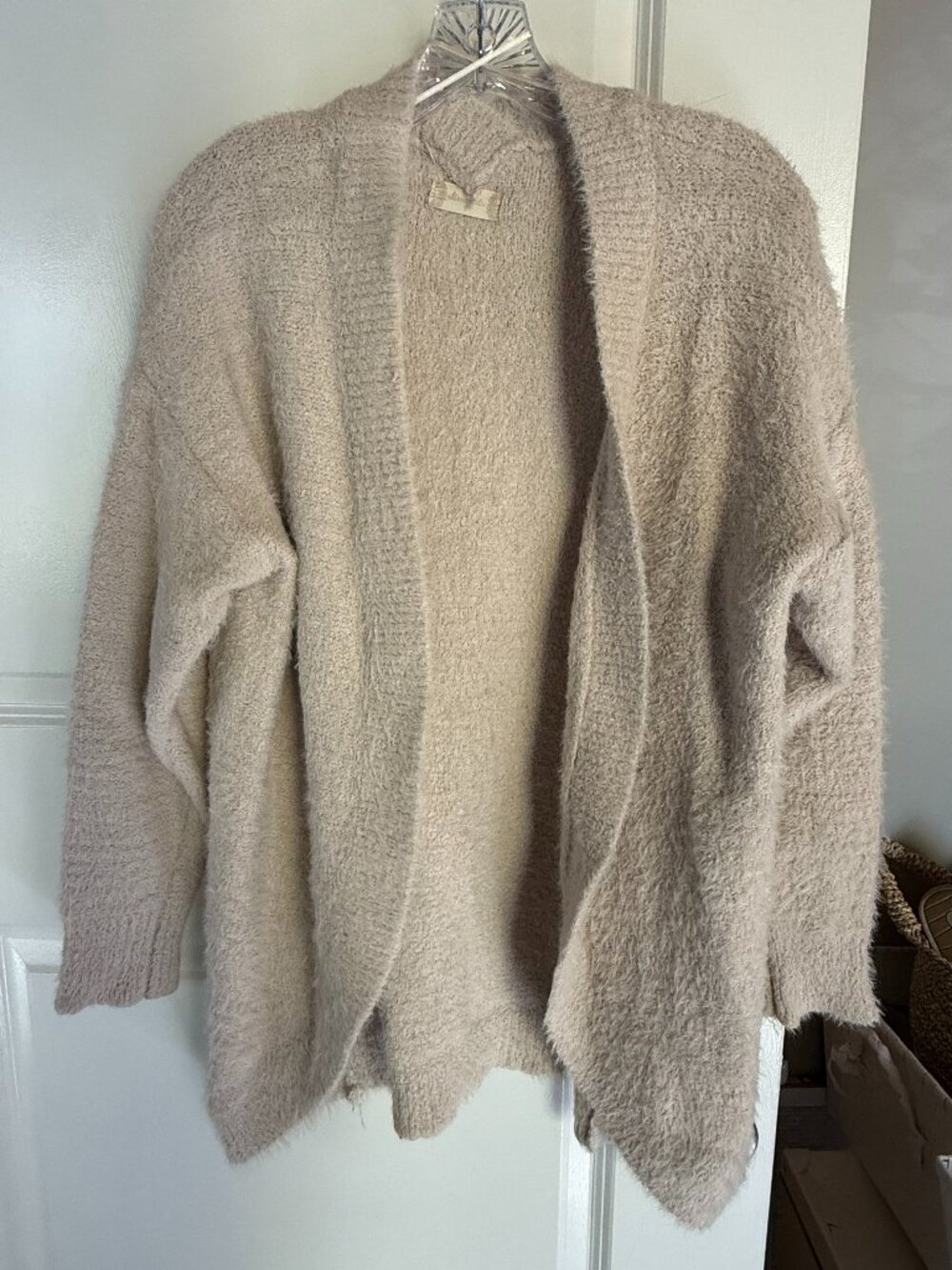 Fuzzy Cream Open Cardigan
